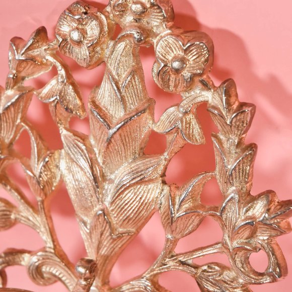 Set of 2 Silver Floral Candle Sconces, Vintage Silver Candle Holder, - Picture 6 of 8